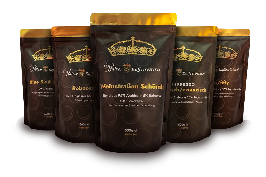 eine Packung fein gerösteter Kaffee je Sorte